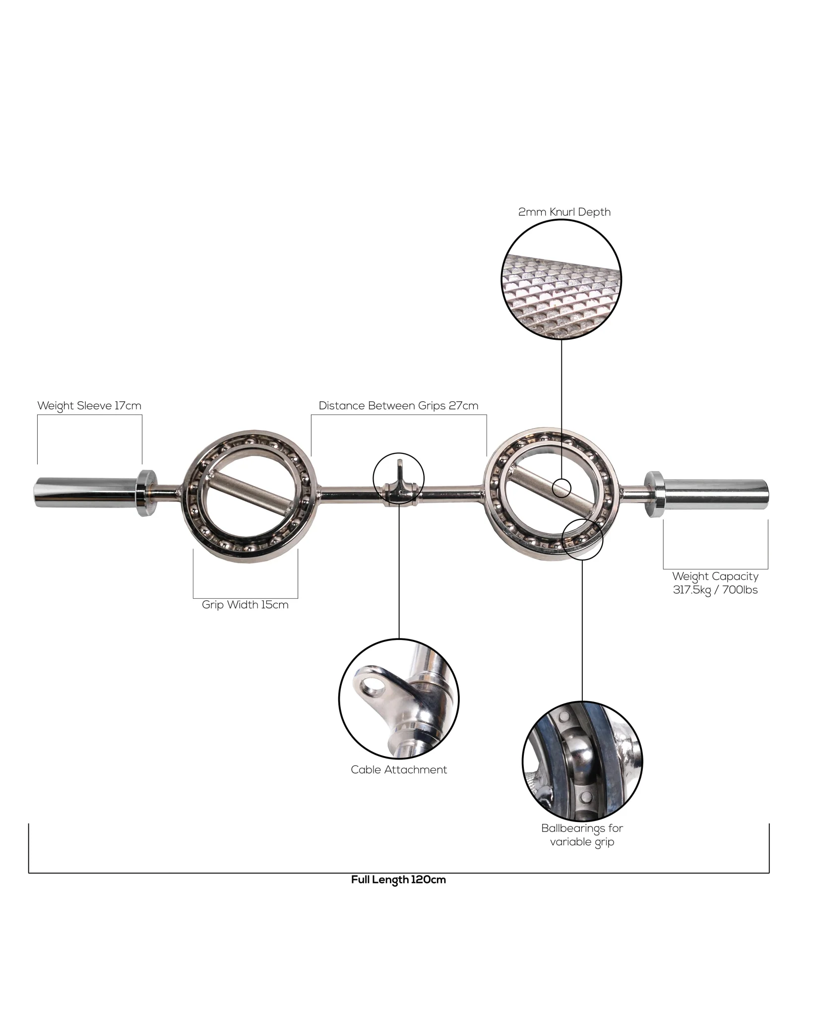 360 Multi Grip Olympic Bar / Cable Attachment - Image 3